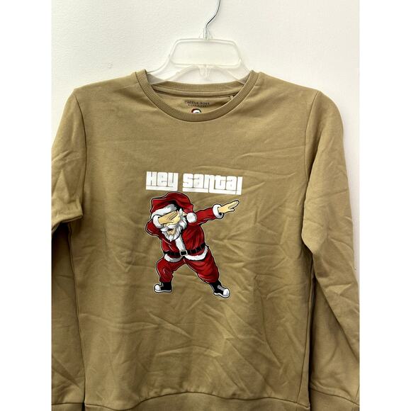 Cactus Boy Tan Khaki "Hey Santa" Santa Dab Long Sleeve Sweatshirt 13/14  NWT - Picture 2 of 9